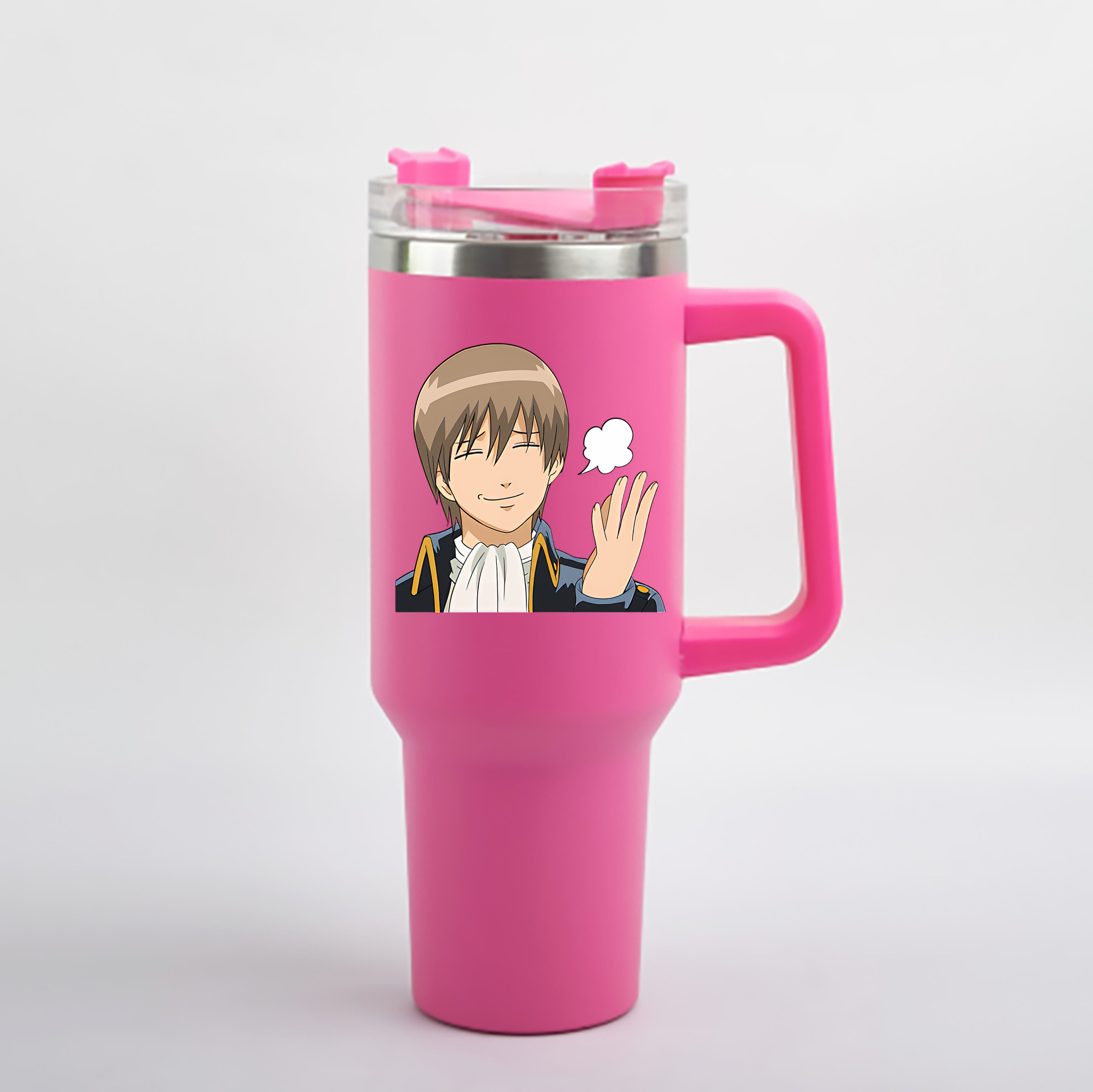 （画像用） ぎんたま 坂田銀時（さかたぎんとき） 神楽 志村新八（しむら しんぱち） GINTAMA Sakata Gintoki Kagura Shimura Shinpachi 1200mL車用タンブラー - クリスタルステッカー（プラスチックストロー付き）